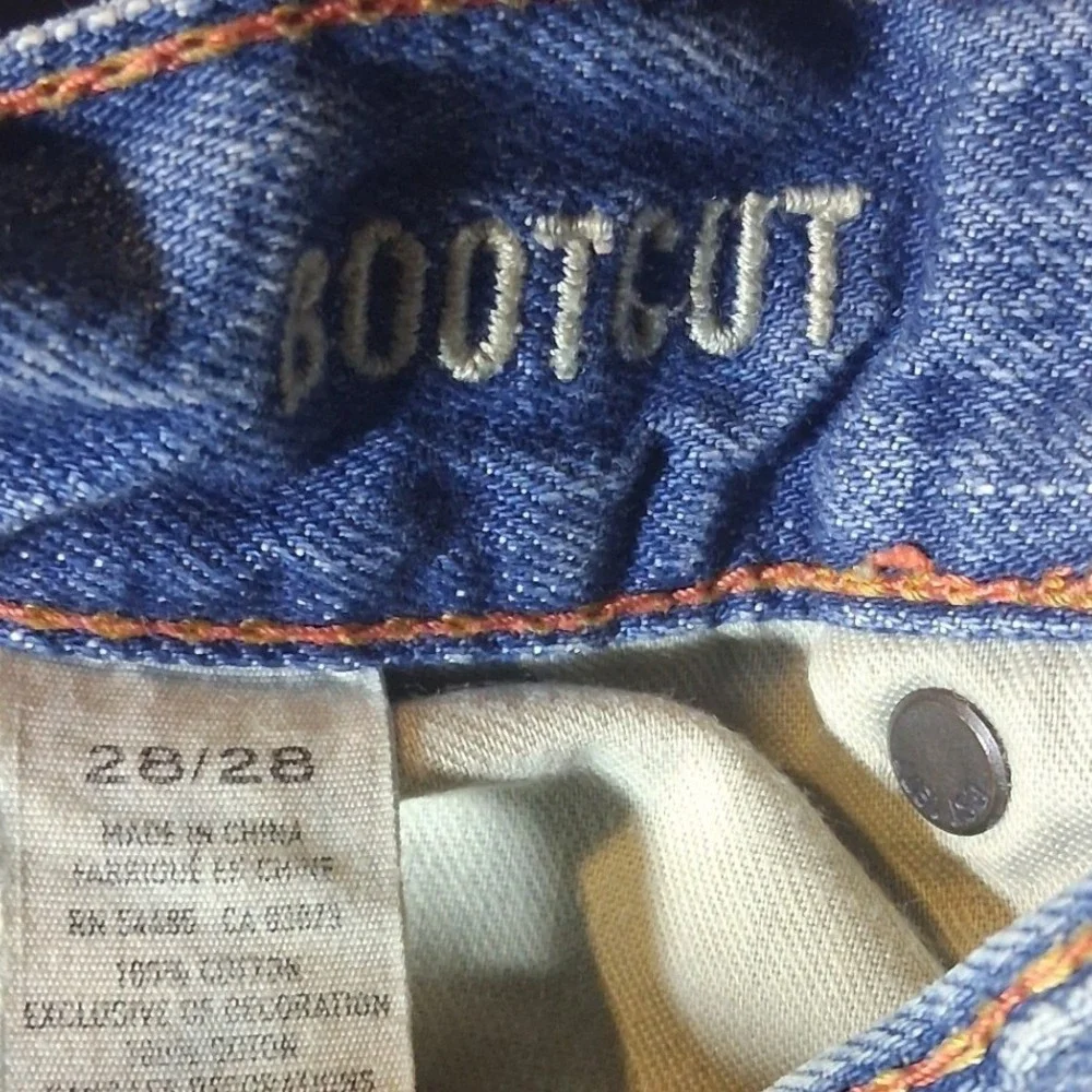 American Eagle Mens Bootcut Jeans 28x28 Light Wash Distressed Cotton Blue Denim